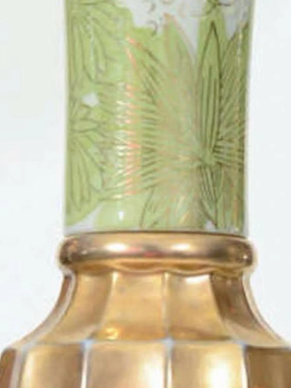 Green Ceramic Table Lamp with Brass Accents